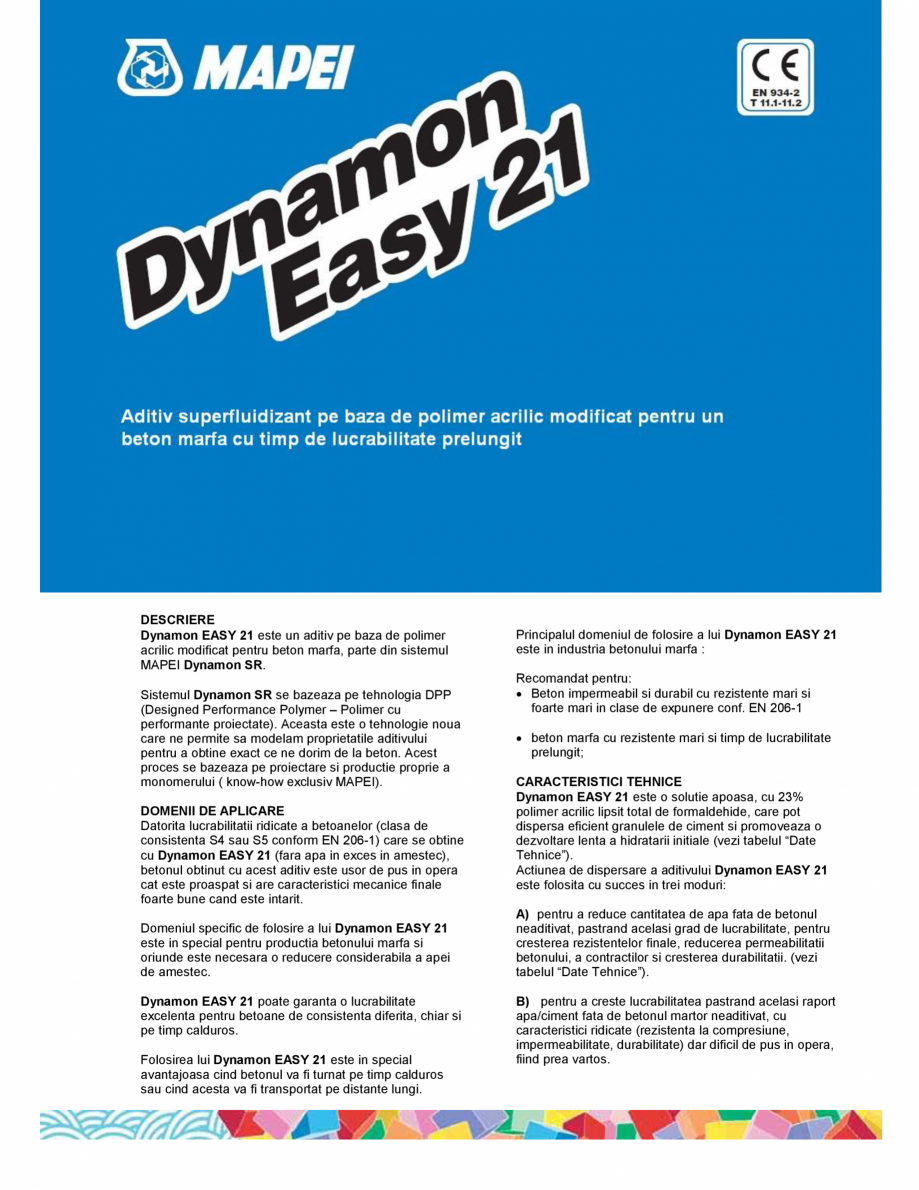 Pagina 1-Aditiv superfluidizant pe baza de polimer acrilic modificat MAPEI DYNAMON EASY 21 Fisa tehnica...