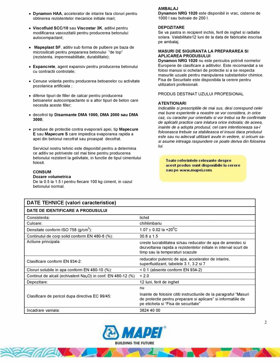 Pagina 2-Aditiv superplastifiant pentru beton prefabricat, accelerator de intarire pentru decofrare rapida...