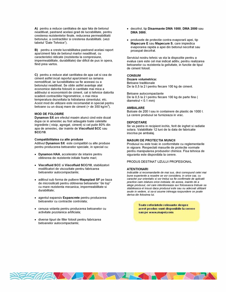 Pagina 2-Superfluidizant pentru beton marfa cu rezistente mecanice ridicate, puternic reducator de apa si cu ...