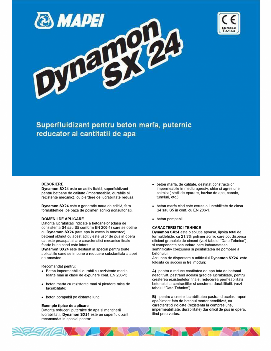 Pagina 1-Superfluidizant pentru beton marfa, puternic reducator al cantitatii de apa MAPEI DYNAMON SX 24 Fisa...