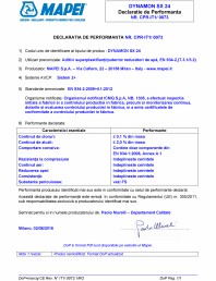 Declaratie de performanta pentru aditiv superplastifiant/puternic reducator de apa 
