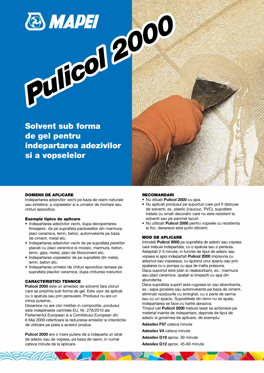 Pagina 1-Solvent sub forma de gel pentru indepartarea adezivilor si a vopselelor MAPEI PULICOL 2000 Fisa...