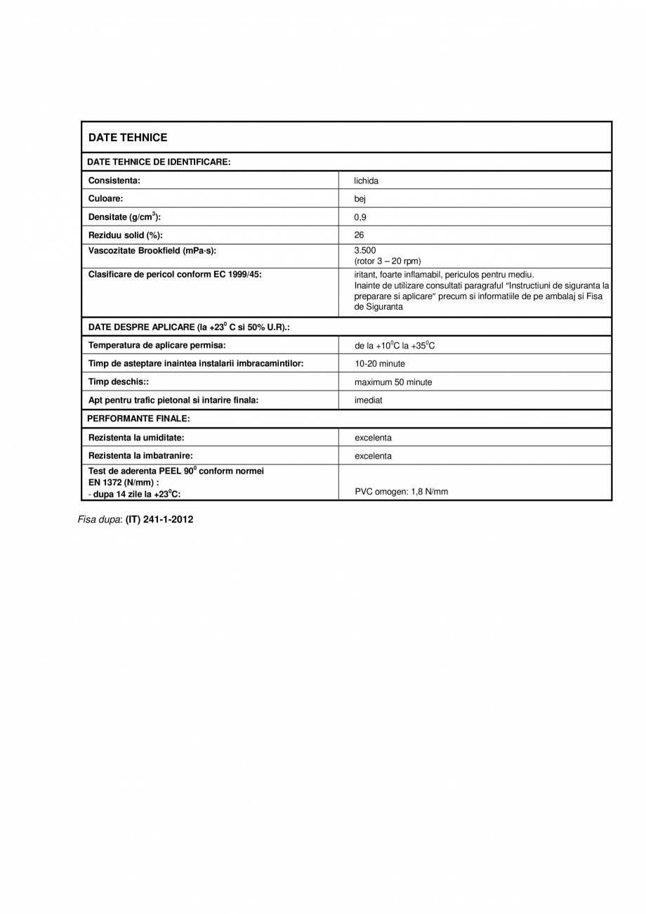 Pagina 3 - Adeziv policloroprenic in solventi cu aplicare pe suport si pe finisaj  MAPEI ADESILEX VZ...