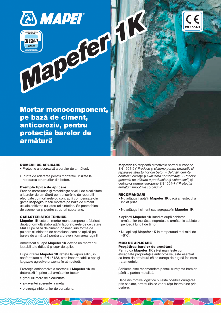 Pagina 1-Mortar monocomponent, pe baza de ciment, anticoroziv, pentru protectia barelor de armatura MAPEI...