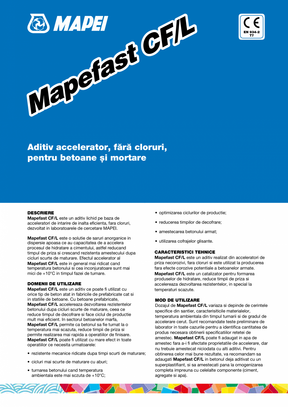 Pagina 1-Aditiv accelerator, fara cloruri, pentru betoane si mortare MAPEI MAPEFAST CF/L Fisa tehnica Romana ...