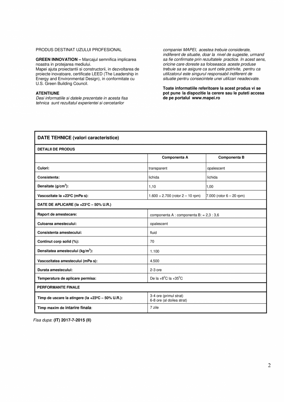 Pagina 2-Amorsa epoxidica bicomponeta transparenta in dispersie apoasa MAPEI MAPECOAT I 600W Fisa tehnica...