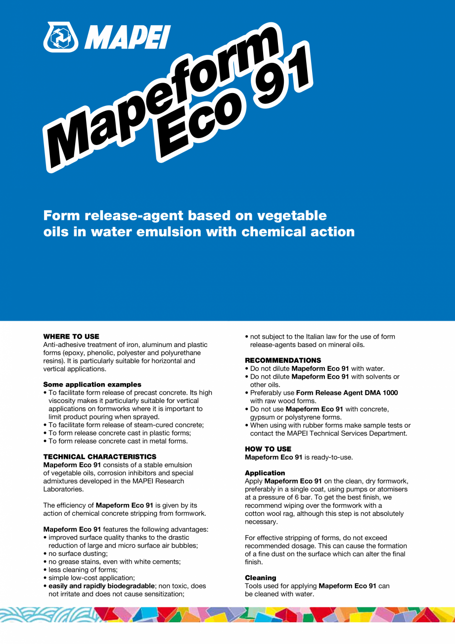 Pagina 1-Decofrol pe baza de ulei vegetal utilizat ca tratament antiadeziv pentru cofraje din fier, aluminiu ...