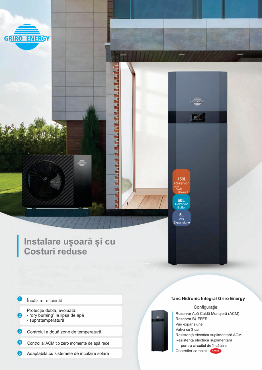 Pagina 1-Tanc hidronic integral GRIRO ENERGY Griro Energy Fisa tehnica Romana Rezervor
Apă
Caldă
Menajeră
...