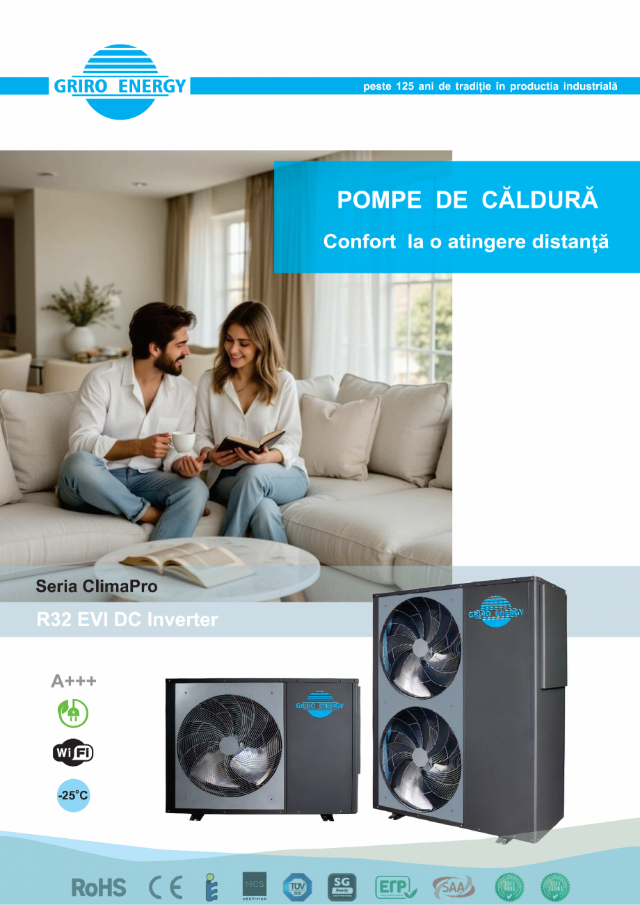 Pagina 1-Pompe de caldura aer-apa pentru incalzire si apa calda menajera GRIRO ENERGY ClimaPro Fisa tehnica...