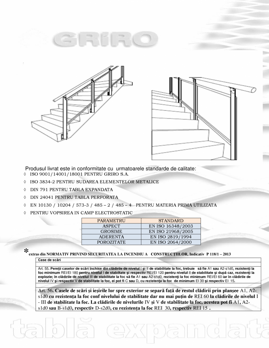 Pagina 6-Balustrade metalice rezistente la foc GRIRO Fisa tehnica Romana RMATIV PRIVIND SECURITATEA LA...