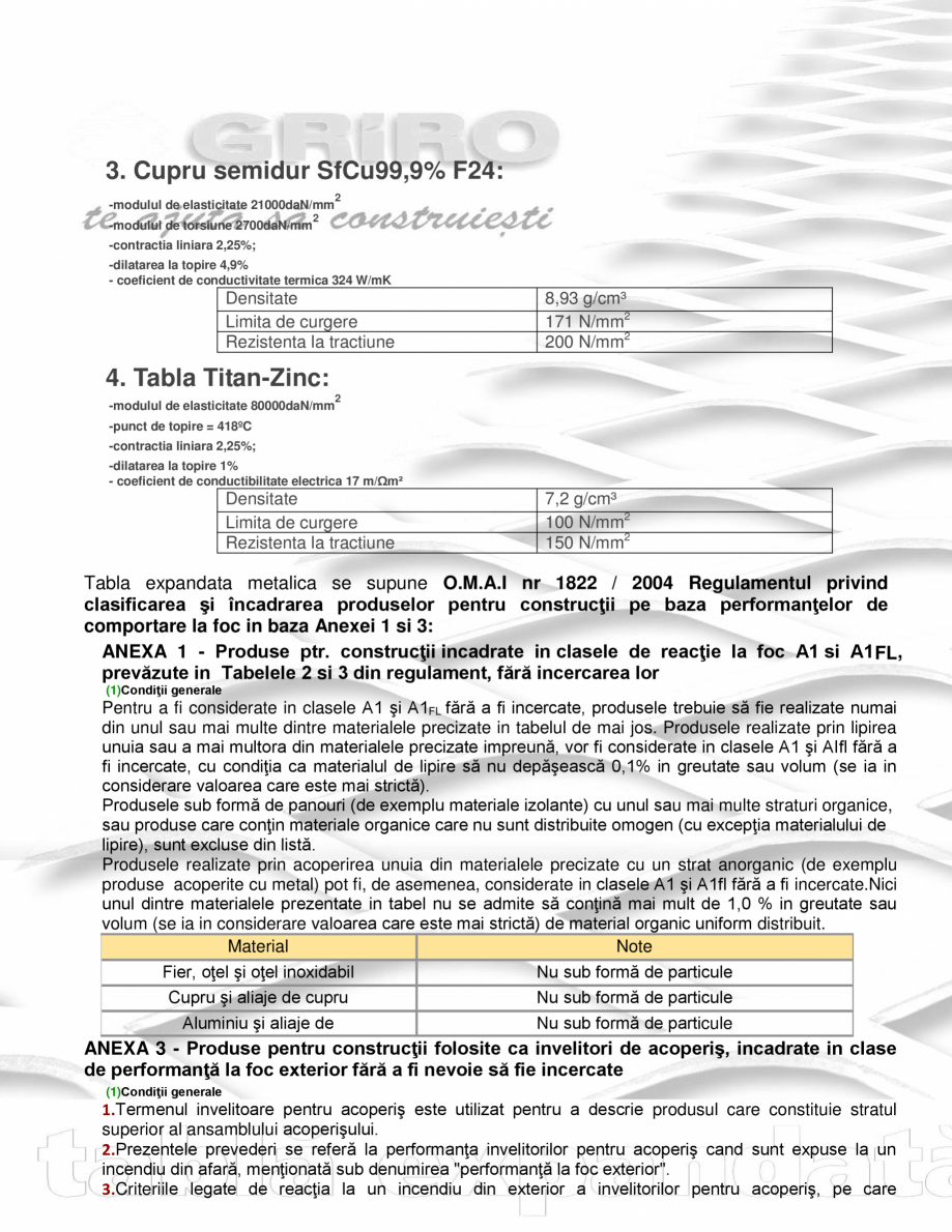Pagina 4-Placari fatade metalice ventilate GRIRO Fisa tehnica Romana Brinell
Rezistenta la temperatura fara...