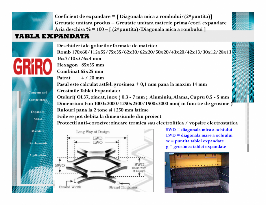 Pagina 4 - Podine si trepte din tabla expandata GRIRO Catalog, brosura Romana t ) 0.5 - 3 mm...
