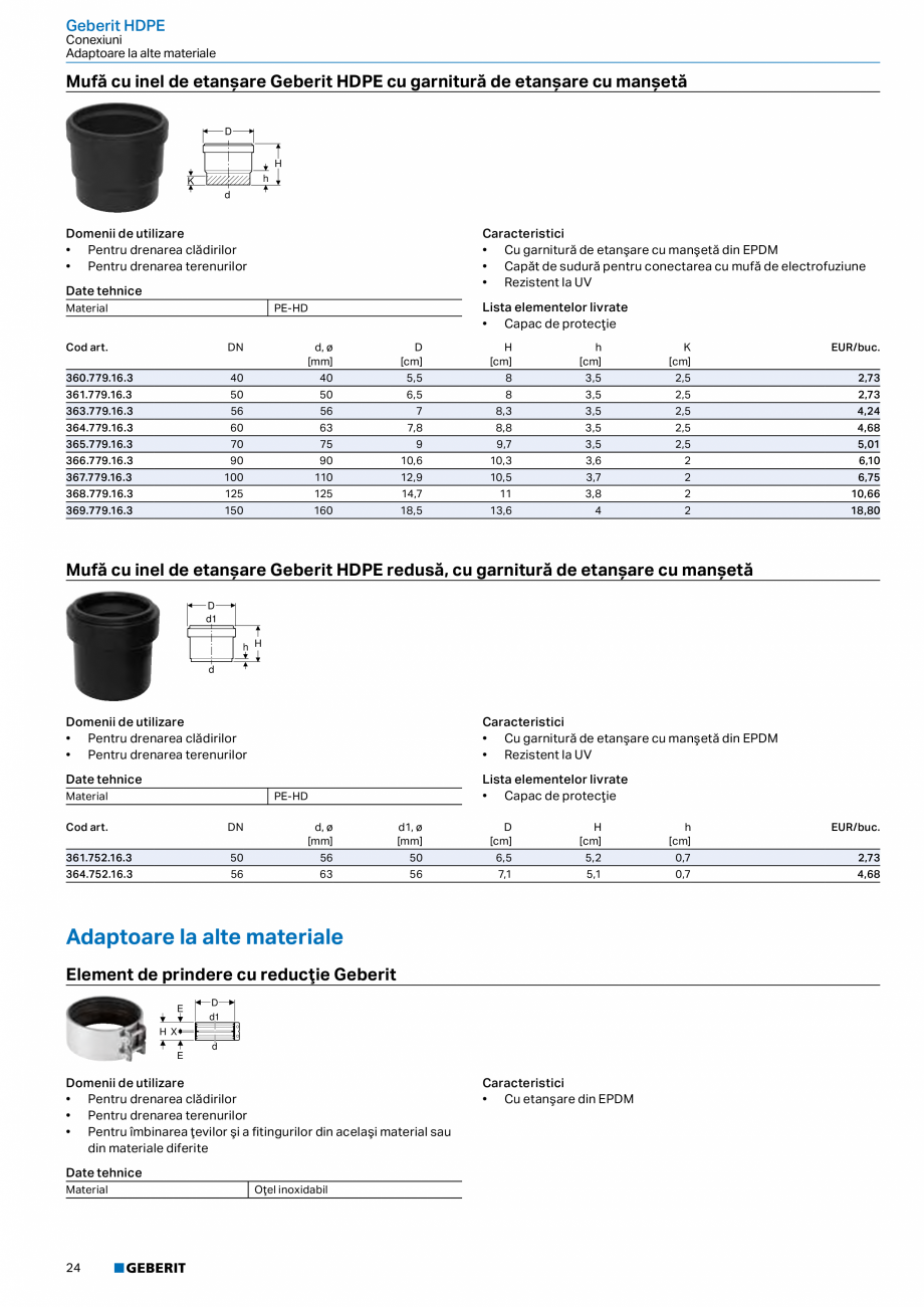 Pagina 23-Catalog GEBERIT - Sisteme de tevi - 2022  Catalog, brosura Romana art.

DN

d, ø
[mm]

d1, ø
[mm]
...