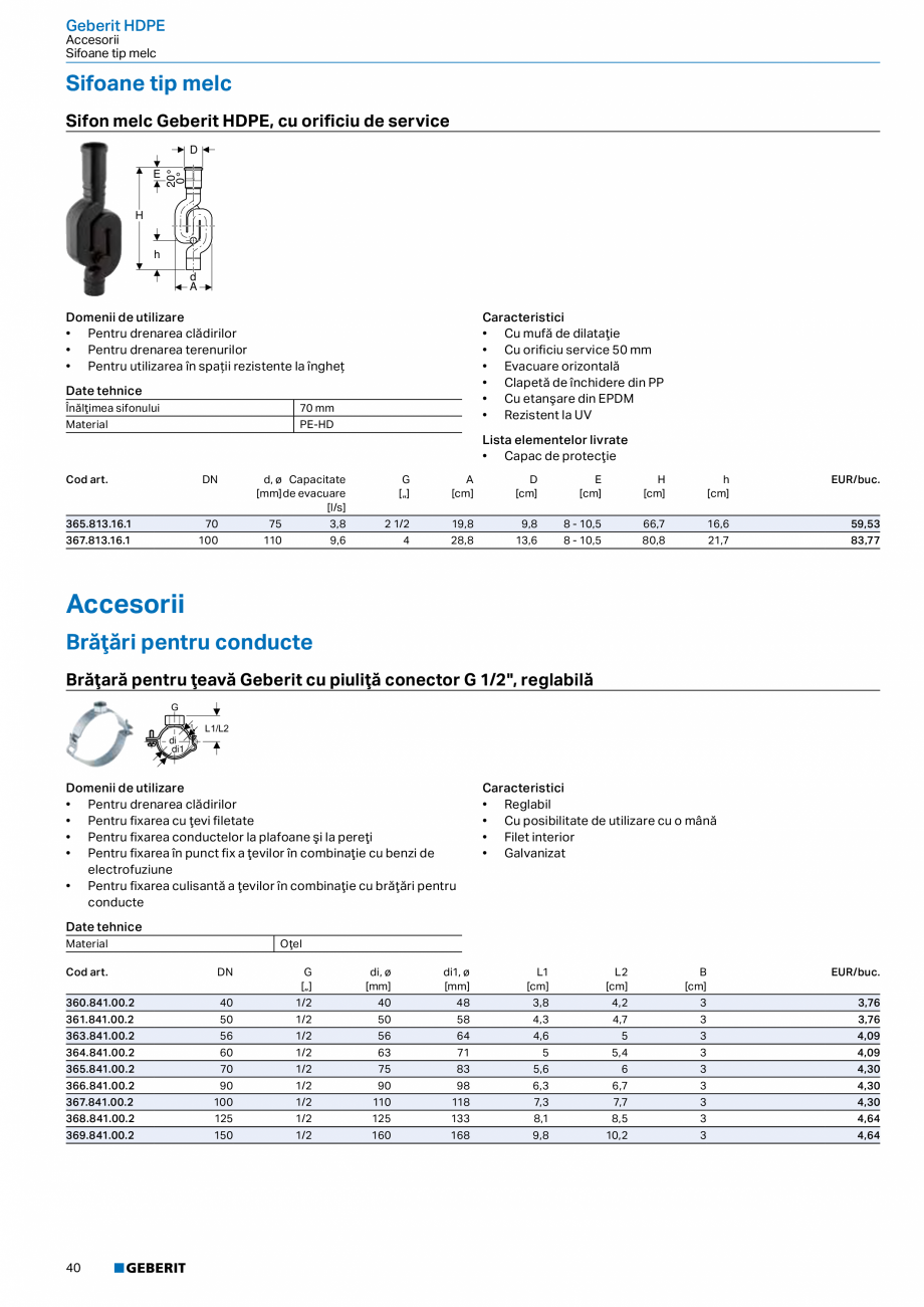 Pagina 39-Catalog GEBERIT - Sisteme de tevi - 2022  Catalog, brosura Romana od art.
367.614.16.1

20

DN

d,...