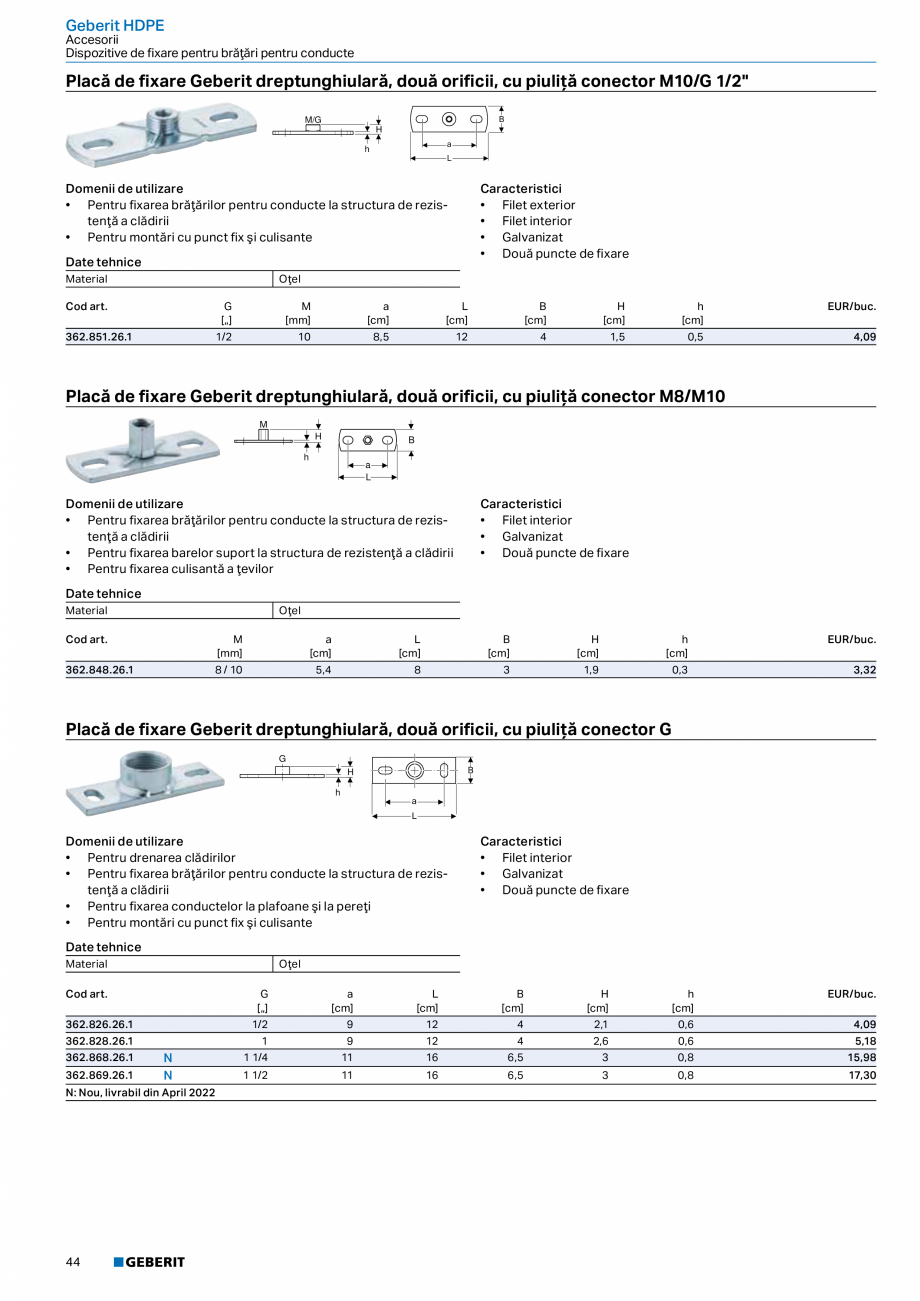 Pagina 43-Catalog GEBERIT - Sisteme de tevi - 2022  Catalog, brosura Romana aterial

PE-HD

Cod art.

DN

d,...