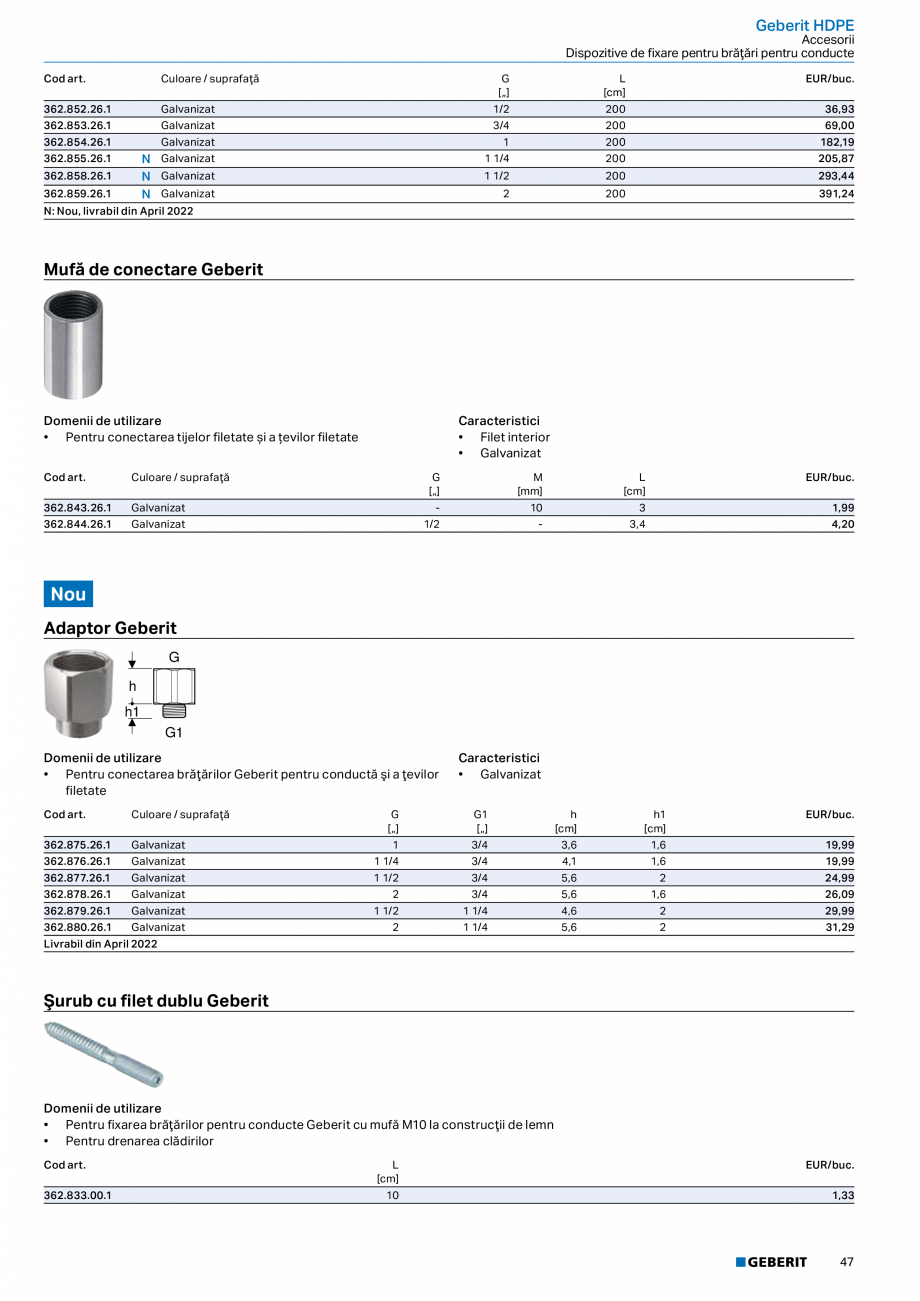 Pagina 46-Catalog GEBERIT - Sisteme de tevi - 2022  Catalog, brosura Romana te tehnice
Material

24

EUR/buc.
...