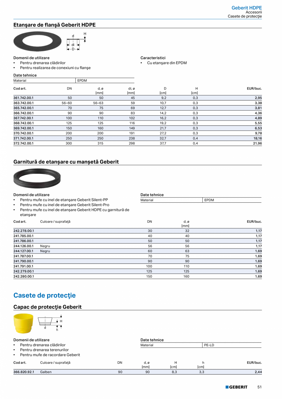 Pagina 50-Catalog GEBERIT - Sisteme de tevi - 2022  Catalog, brosura Romana  PVC cu diametru interior...
