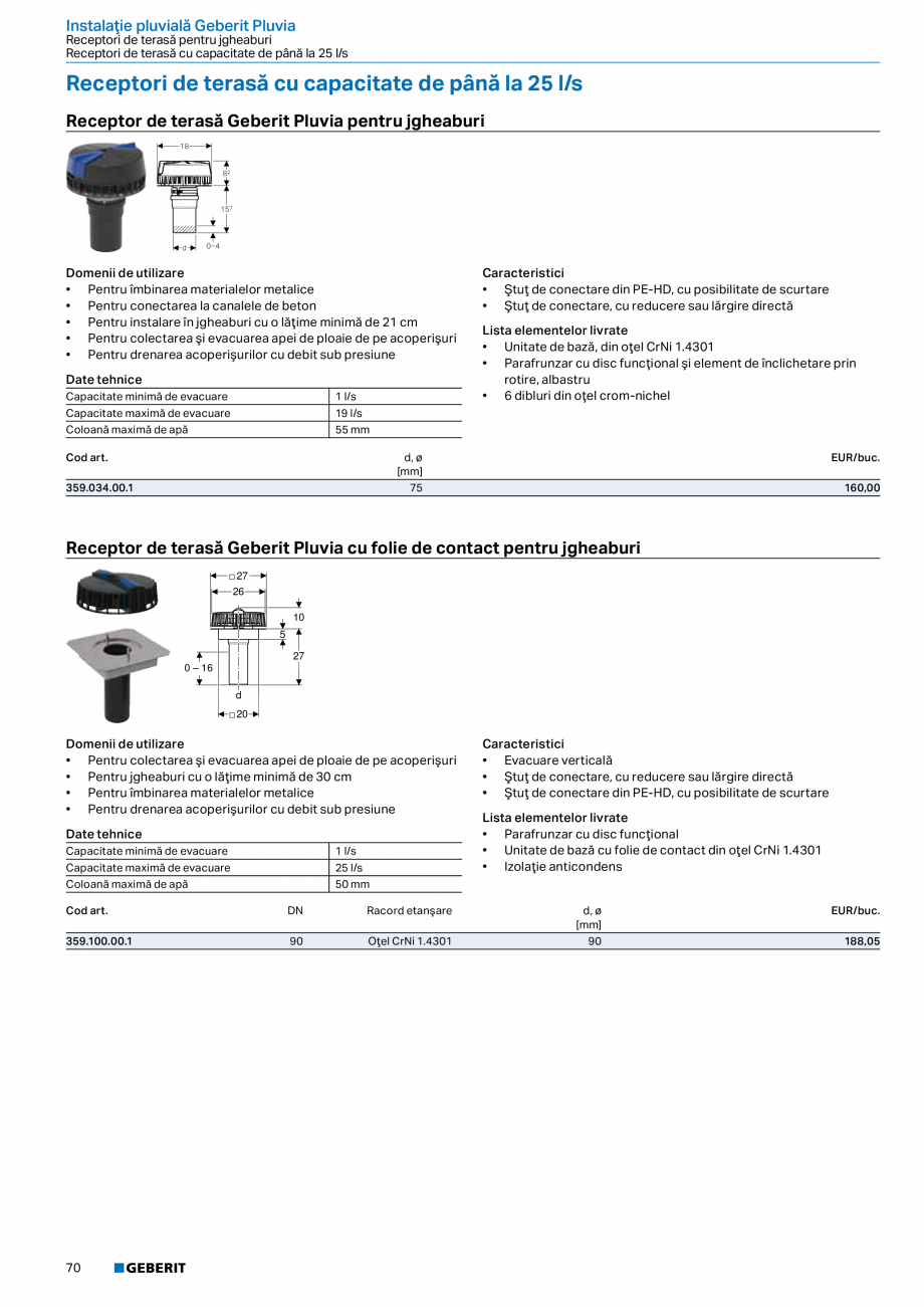 Pagina 69-Catalog GEBERIT - Sisteme de tevi - 2022  Catalog, brosura Romana , ø
[mm]

d1, ø
[mm]

D
[cm]

L
...