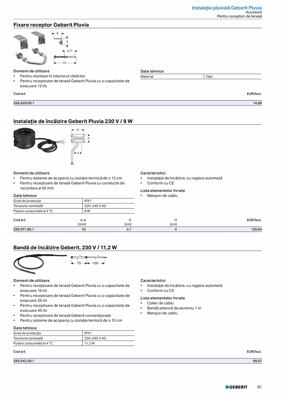 Pagina 80-Catalog GEBERIT - Sisteme de tevi - 2022  Catalog, brosura Romana uncte de fixare

Date tehnice...