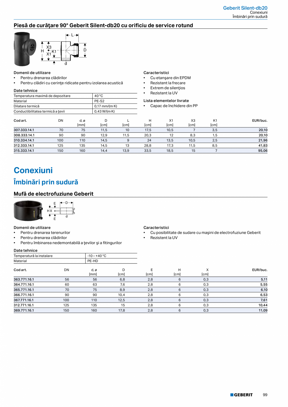 Pagina 98-Catalog GEBERIT - Sisteme de tevi - 2022  Catalog, brosura Romana Domenii de utilizare
• Pentru...