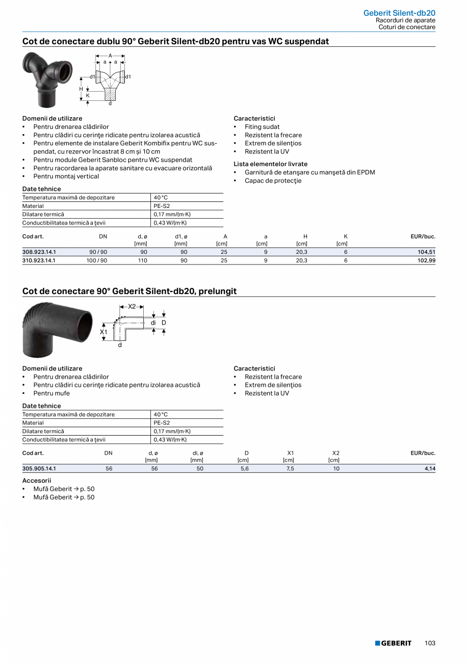 Pagina 102-Catalog GEBERIT - Sisteme de tevi - 2022  Catalog, brosura Romana cu capacitate de până la 12 l/s ...