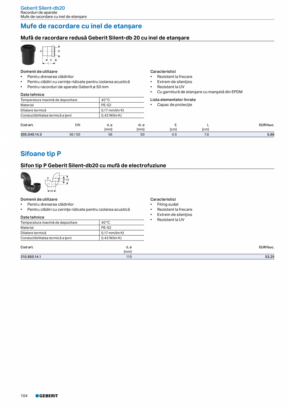 Pagina 103-Catalog GEBERIT - Sisteme de tevi - 2022  Catalog, brosura Romana  receptori de terasă cu...