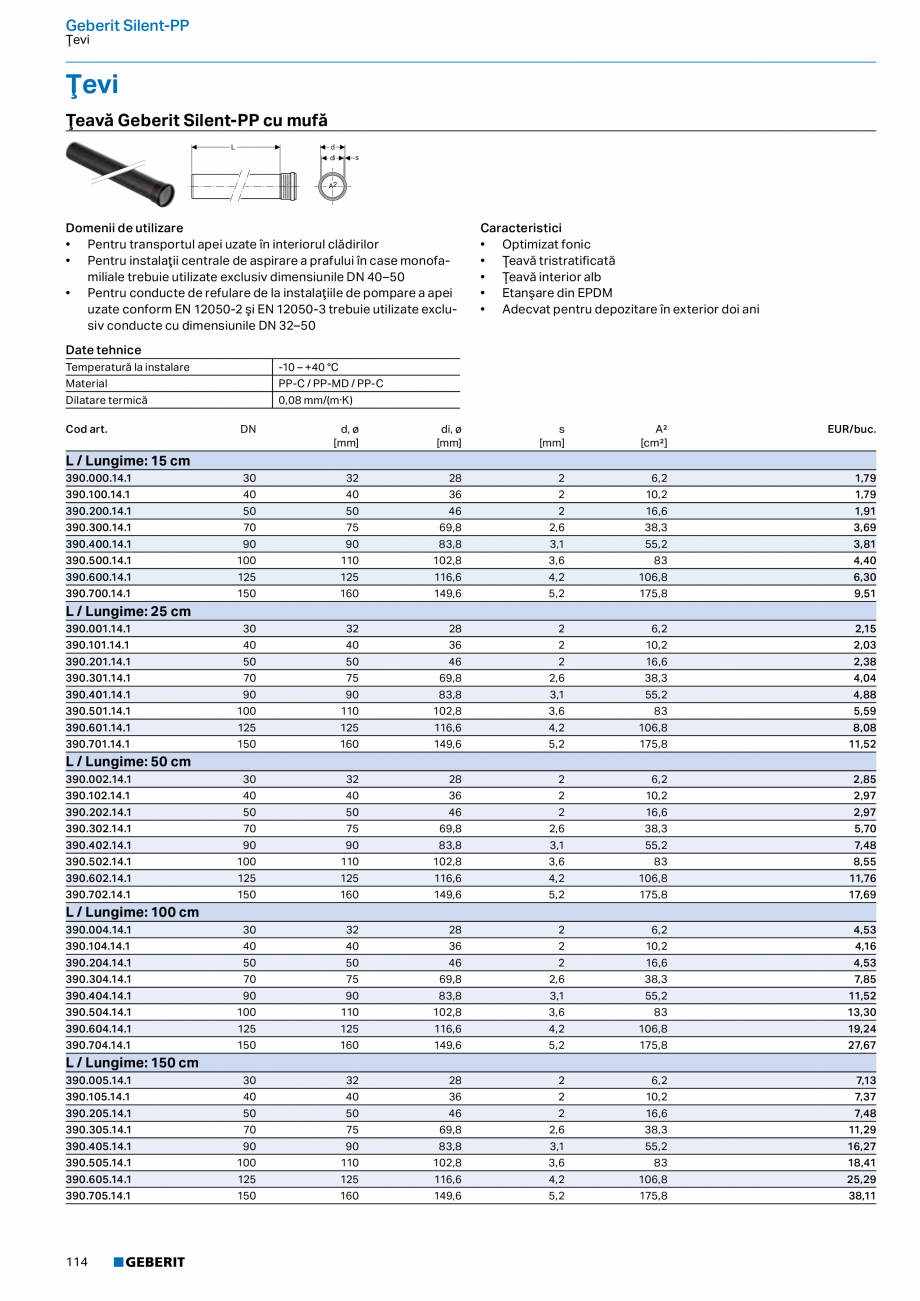 Pagina 113-Catalog GEBERIT - Sisteme de tevi - 2022  Catalog, brosura Romana ul casetei de protecţie

Cod art....