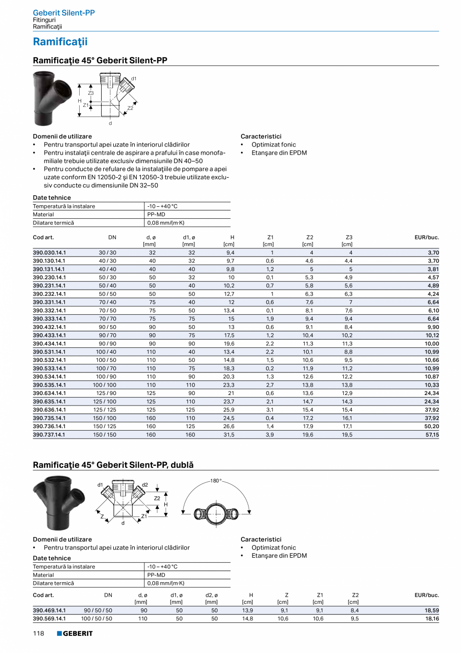Pagina 117-Catalog GEBERIT - Sisteme de tevi - 2022  Catalog, brosura Romana inoase de
acoperiş
Date tehnice...