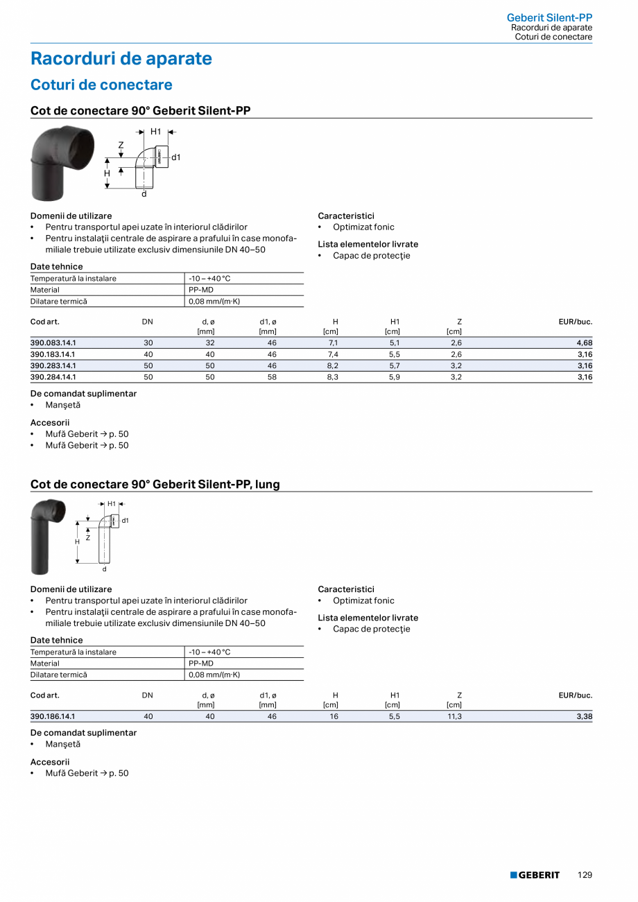 Pagina 128-Catalog GEBERIT - Sisteme de tevi - 2022  Catalog, brosura Romana ivrate
• Parafrunzar cu disc...
