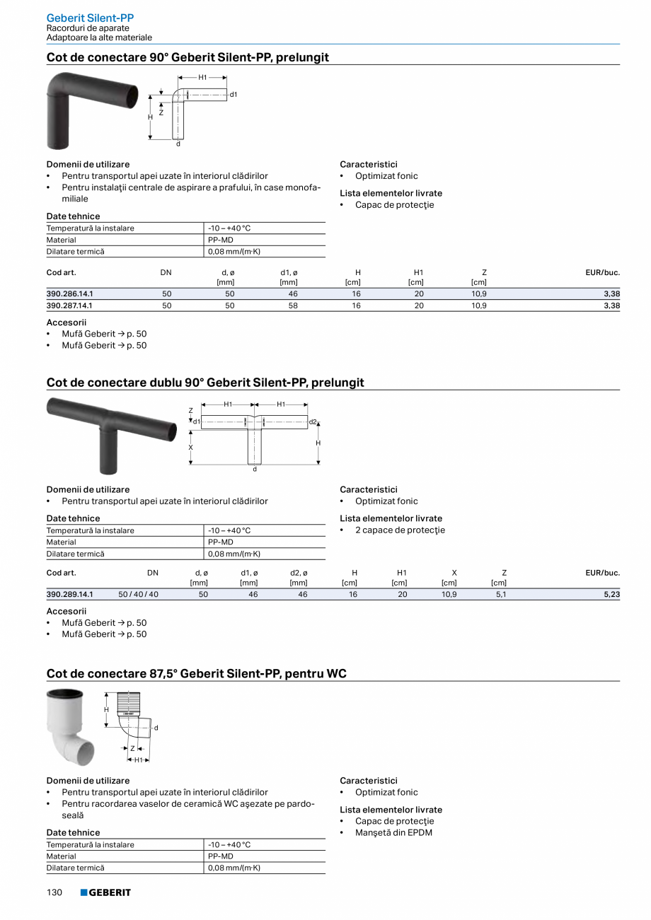 Pagina 129-Catalog GEBERIT - Sisteme de tevi - 2022  Catalog, brosura Romana tuţ de conectare, cu reducere...