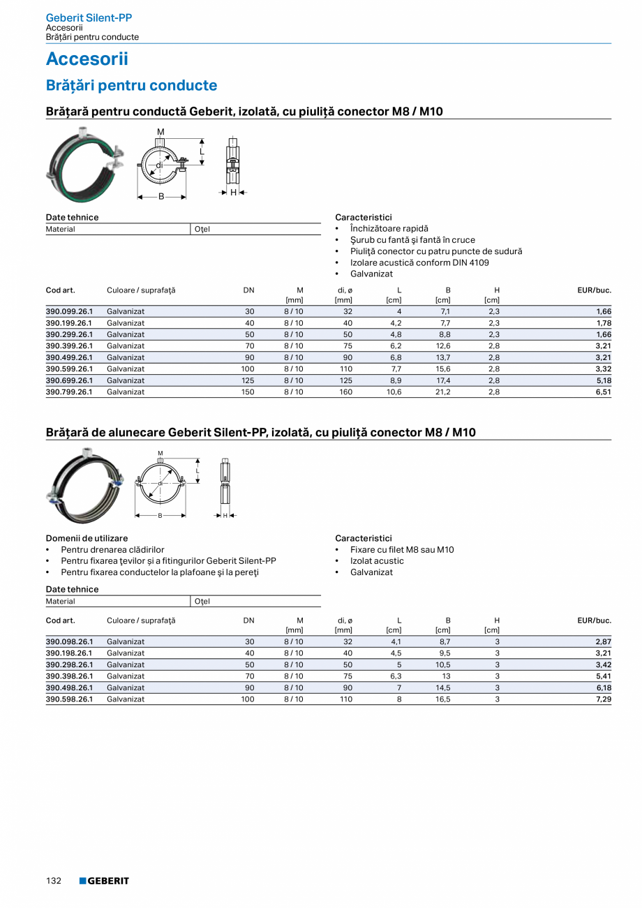 Pagina 131-Catalog GEBERIT - Sisteme de tevi - 2022  Catalog, brosura Romana Domenii de utilizare
• Pentru...