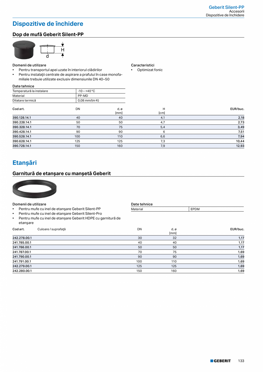 Pagina 132-Catalog GEBERIT - Sisteme de tevi - 2022  Catalog, brosura Romana m de fixare d40–200
Bară suport...