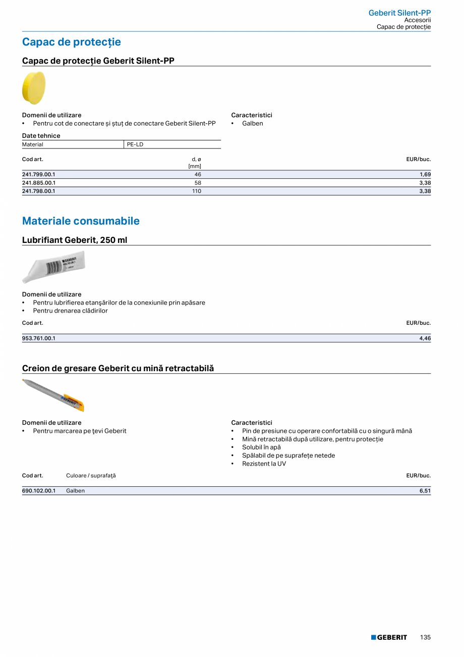 Pagina 134-Catalog GEBERIT - Sisteme de tevi - 2022  Catalog, brosura Romana  cu profil rectangular
...