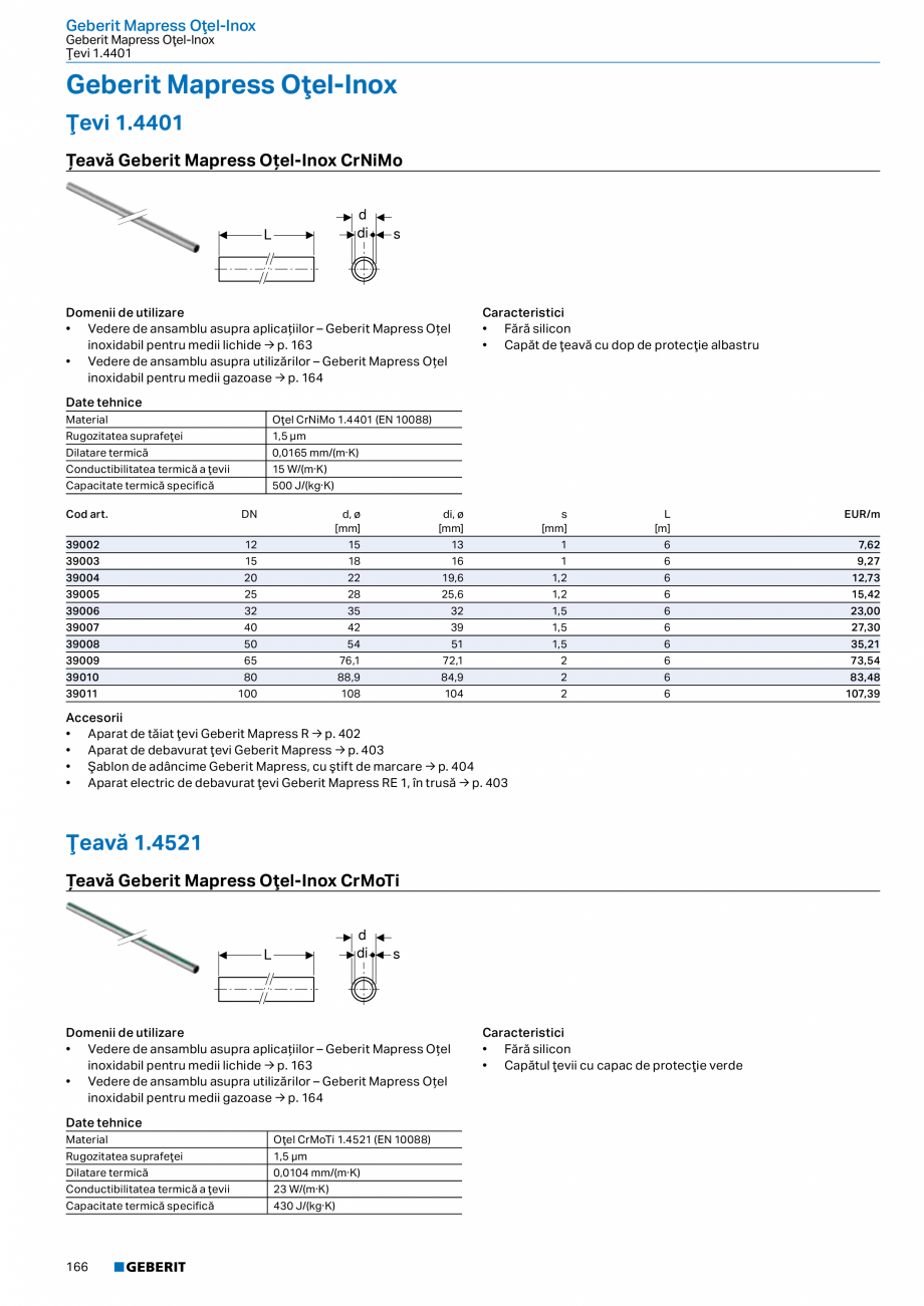 Pagina 165-Catalog GEBERIT - Sisteme de tevi - 2022  Catalog, brosura Romana ;
;

G
.

;

+

G



G

...