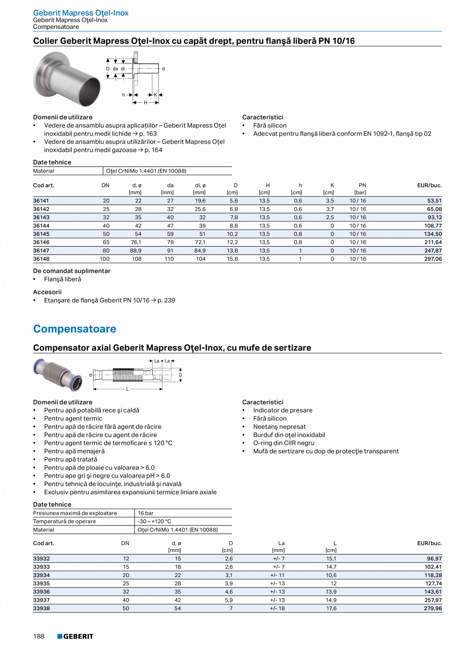Pagina 187-Catalog GEBERIT - Sisteme de tevi - 2022  Catalog, brosura Romana are
• Pentru drenarea...
