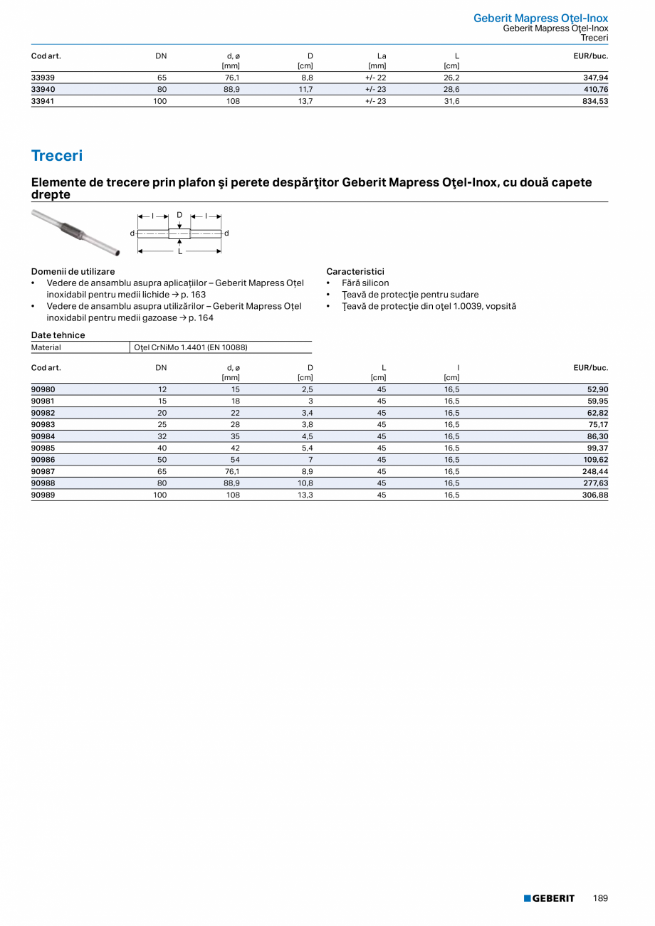 Pagina 188-Catalog GEBERIT - Sisteme de tevi - 2022  Catalog, brosura Romana  Rezistent la UV
• Cu...