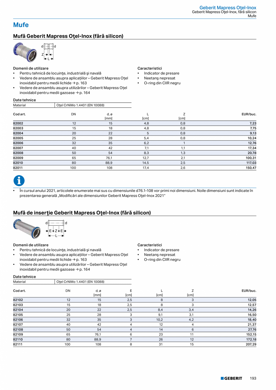Pagina 192-Catalog GEBERIT - Sisteme de tevi - 2022  Catalog, brosura Romana rea brăţărilor pentru conducte ...