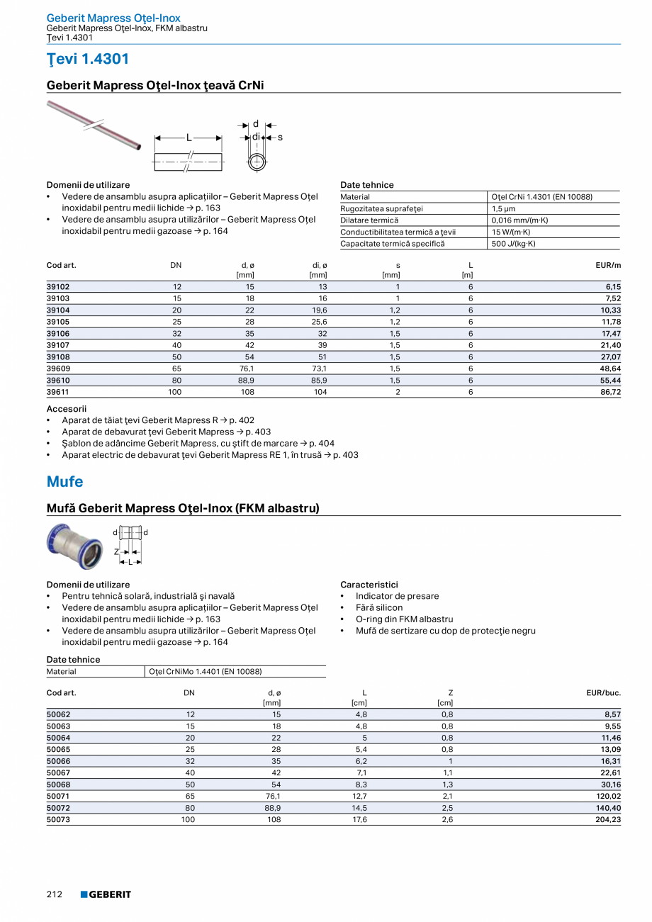 Pagina 211-Catalog GEBERIT - Sisteme de tevi - 2022  Catalog, brosura Romana 2

390.735.14.1

150 / 100

160
...