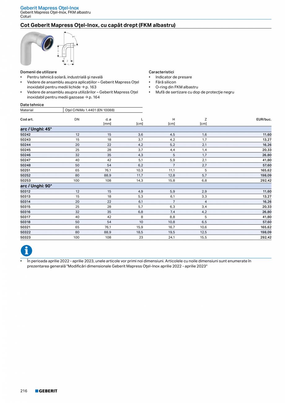 Pagina 215-Catalog GEBERIT - Sisteme de tevi - 2022  Catalog, brosura Romana are din EPDM

Date tehnice...