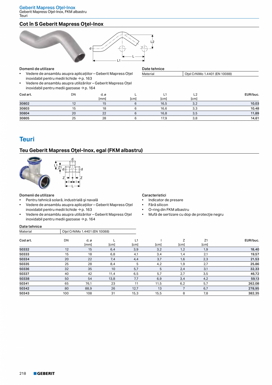 Pagina 217-Catalog GEBERIT - Sisteme de tevi - 2022  Catalog, brosura Romana  de elemente de duş aflate la un
...