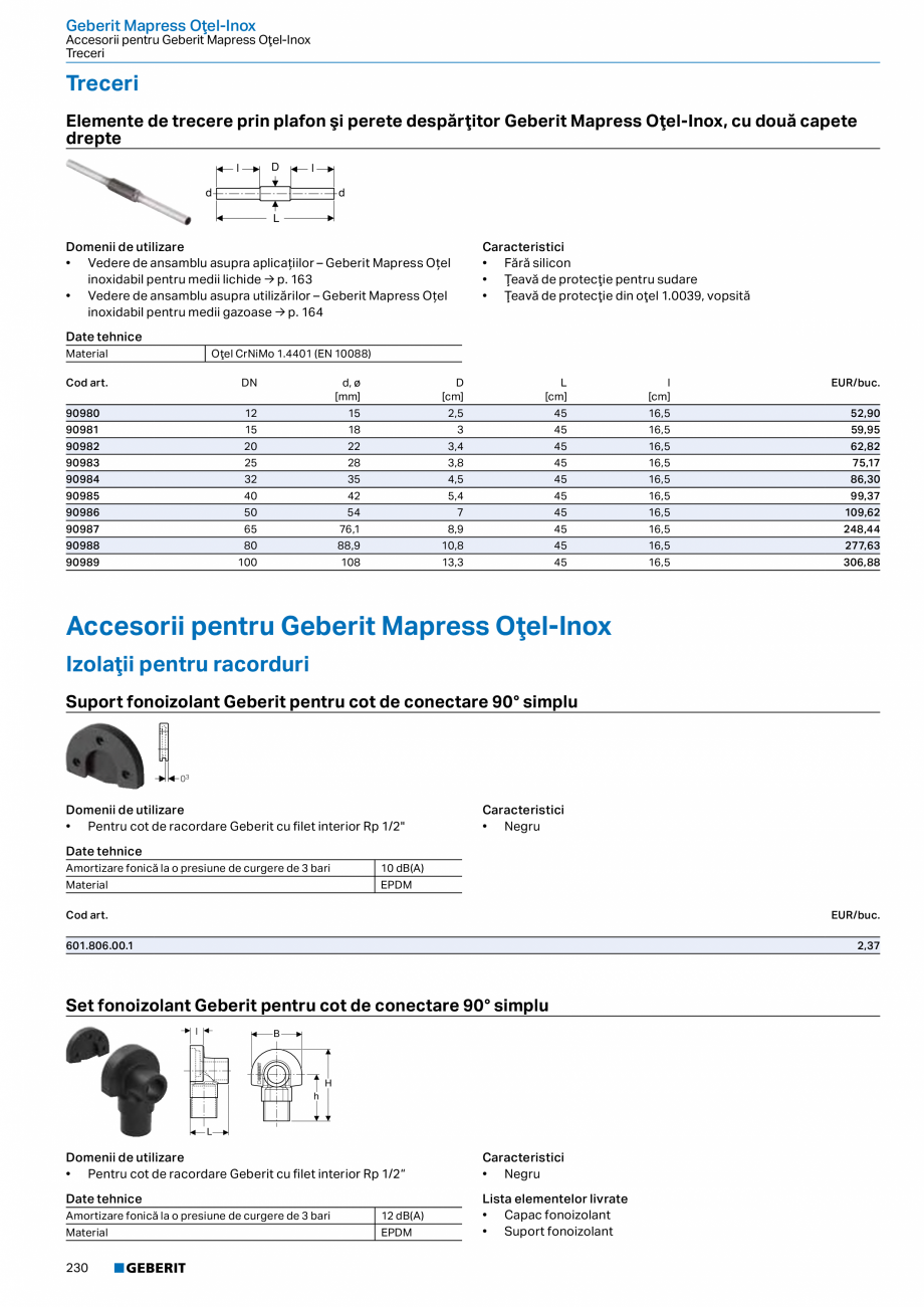 Pagina 229-Catalog GEBERIT - Sisteme de tevi - 2022  Catalog, brosura Romana 
G

G


Domenii de utilizare
•...