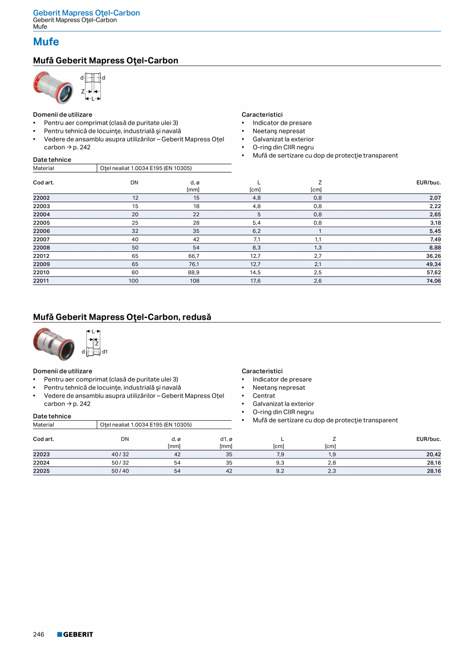 Pagina 245-Catalog GEBERIT - Sisteme de tevi - 2022  Catalog, brosura Romana ie antifoc pentru sisteme de...