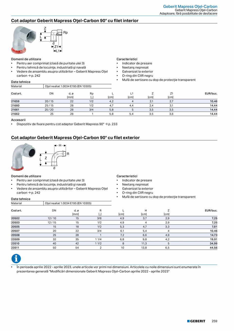 Pagina 258-Catalog GEBERIT - Sisteme de tevi - 2022  Catalog, brosura Romana dabil
• Sifon
• Casetă de...