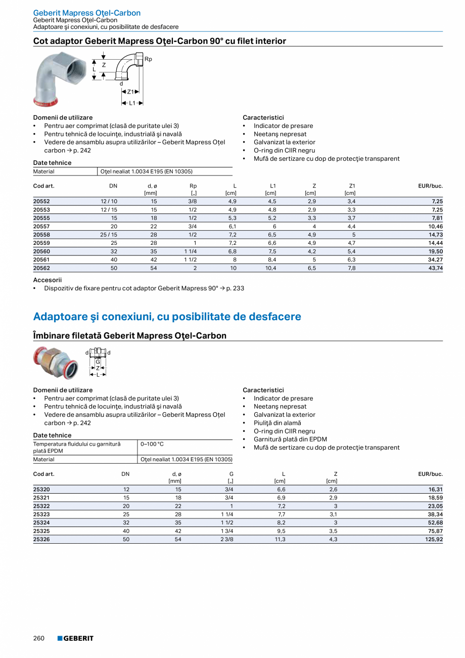 Pagina 259-Catalog GEBERIT - Sisteme de tevi - 2022  Catalog, brosura Romana rino 13 x 13 cm → p. 156
•...