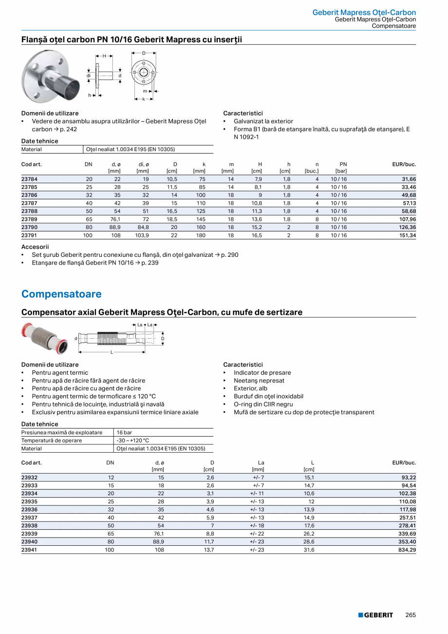 Pagina 264-Catalog GEBERIT - Sisteme de tevi - 2022  Catalog, brosura Romana în pardoseală 13 x 13 cm → p. ...
