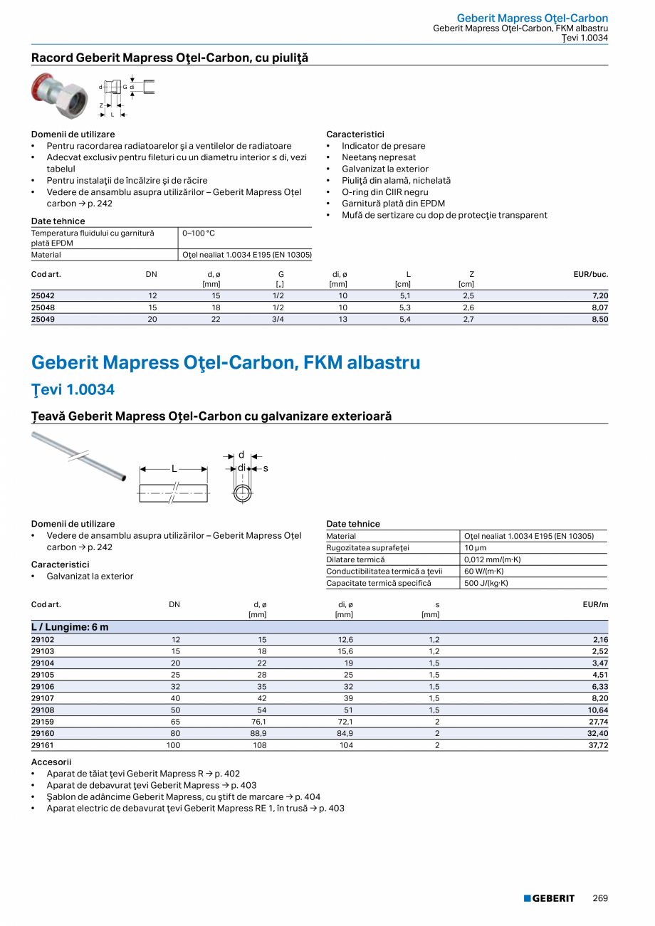 Pagina 268-Catalog GEBERIT - Sisteme de tevi - 2022  Catalog, brosura Romana  cm și admisii de pardoseală 13 ...