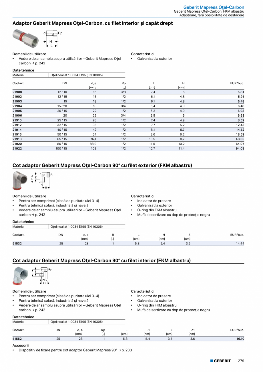 Pagina 278-Catalog GEBERIT - Sisteme de tevi - 2022  Catalog, brosura Romana .  .  .  .  .  .  .  .  .  .  .  ....