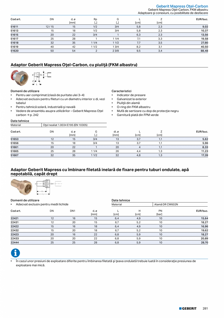 Pagina 280-Catalog GEBERIT - Sisteme de tevi - 2022  Catalog, brosura Romana   .  .  .  .  .  .  .  .  .  .  . ...