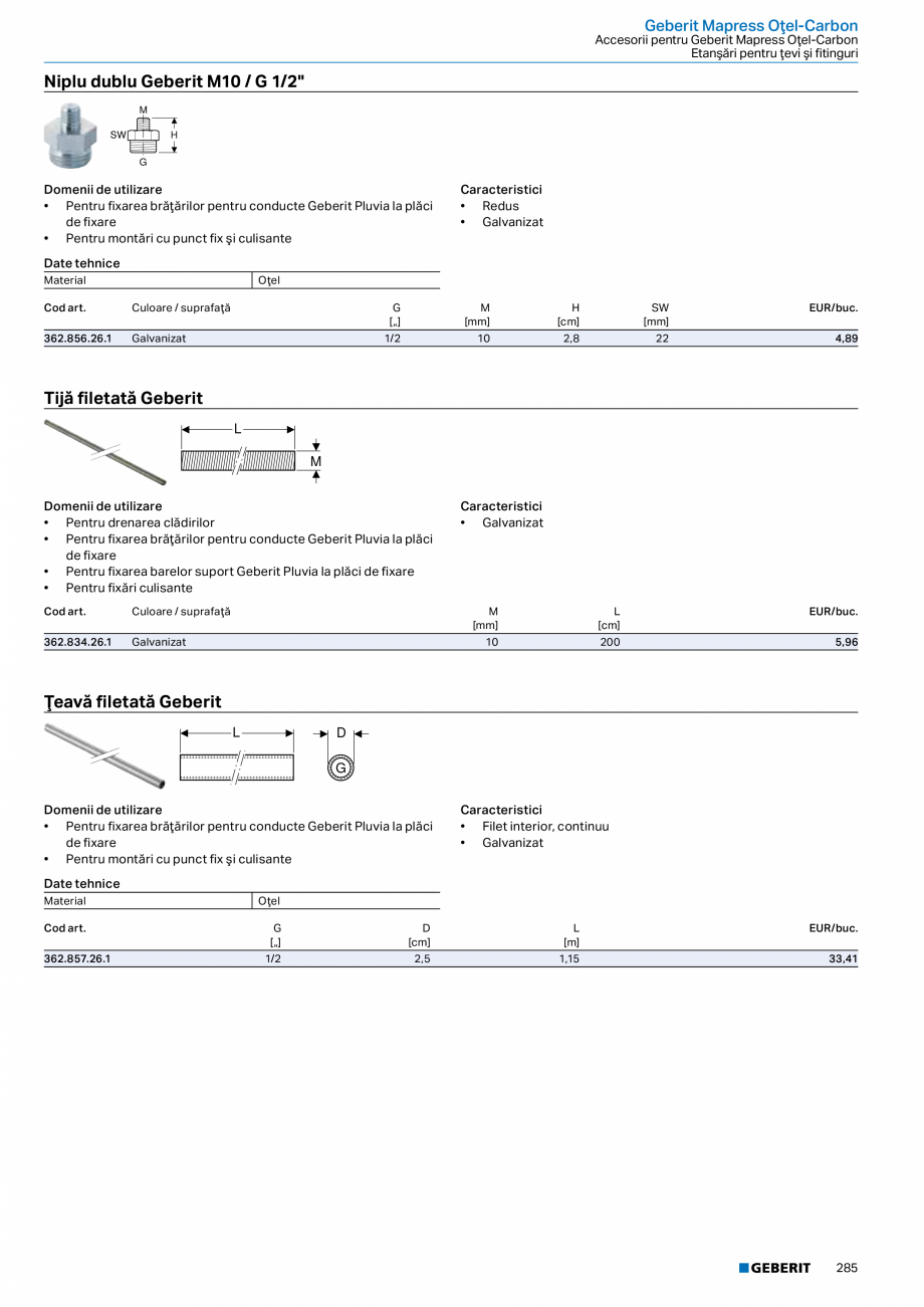 Pagina 284-Catalog GEBERIT - Sisteme de tevi - 2022  Catalog, brosura Romana ü
7)

Garnituri de flanşă
...