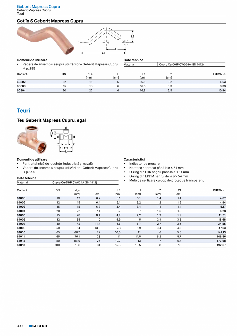 Pagina 299-Catalog GEBERIT - Sisteme de tevi - 2022  Catalog, brosura Romana iuni sunt enumerate în...